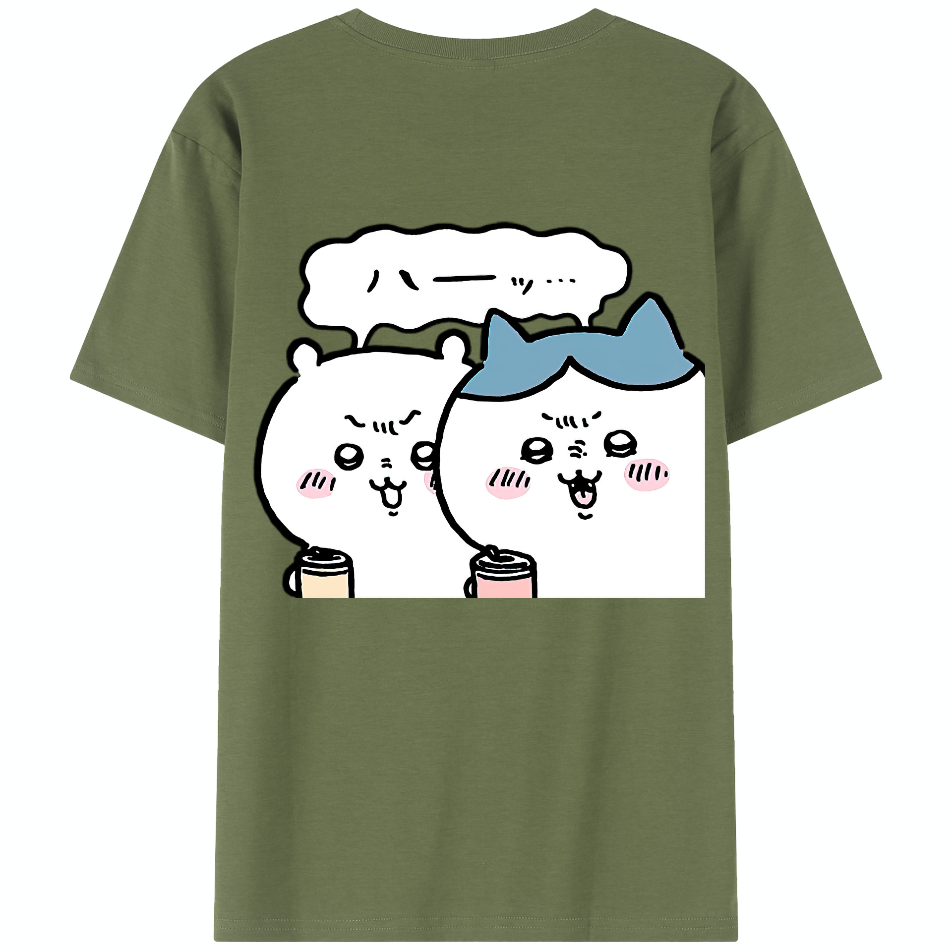 （画像用） ちいかわ ハチワレ Chii-kawa hachiware 綿100％半袖Tシャツ（背面プリント）